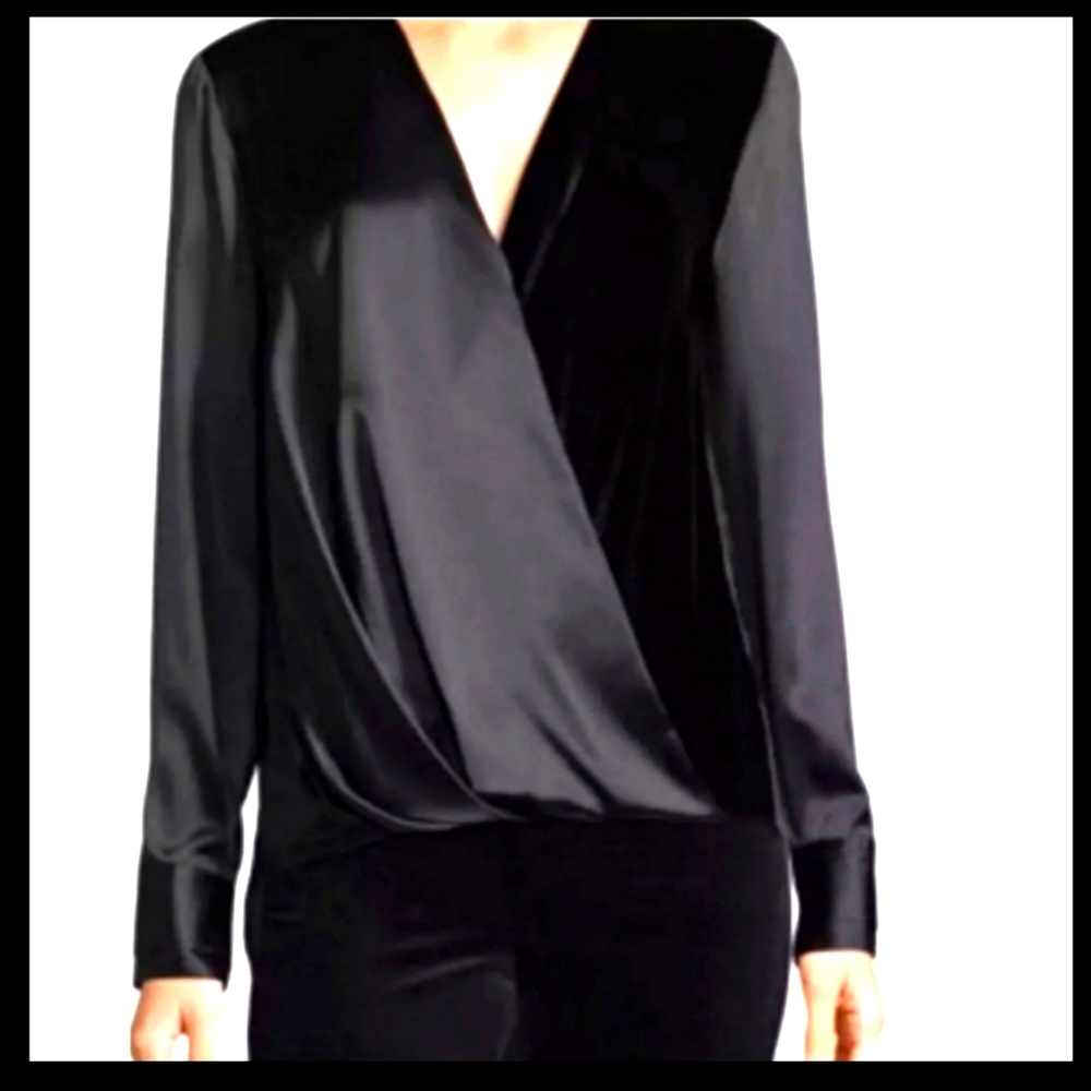 Rag and Bone Victor black silk surplice blouse size PS - Picture 3 of 15